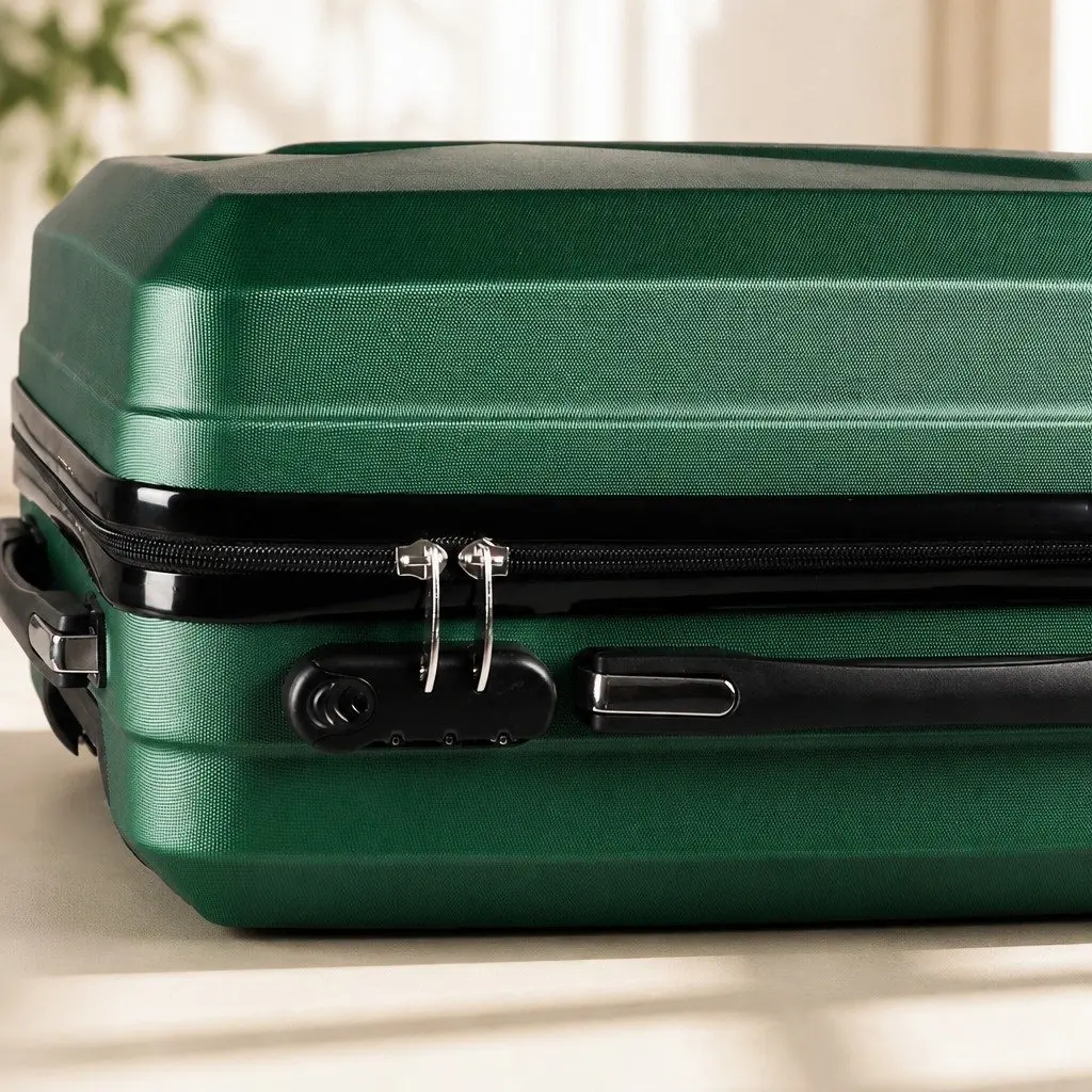 Travel Luggage Set 2 Piece 20 Inch Suitcase 12 Inch Vanity Bag Green