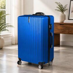 28 Inch Luggage Suitcase Hard Shell Spinner Wheels Combination Lock Travel Blue