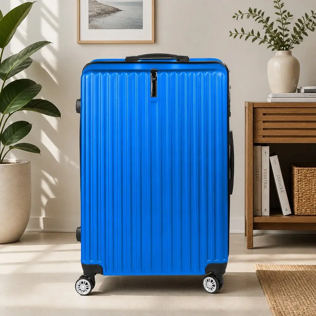 28 Inch Luggage Suitcase Hard Shell Spinner Wheels Combination Lock Travel Blue