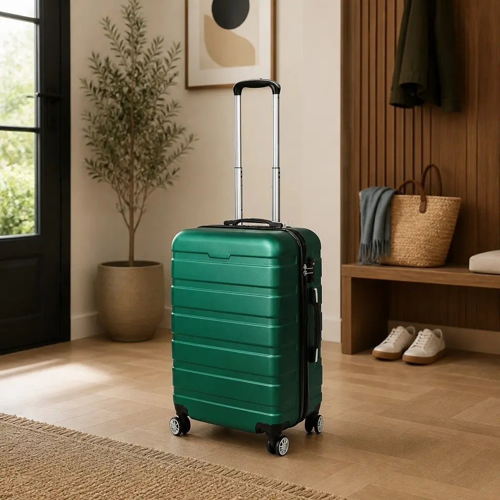 Carry On Luggage Case 20 Inch Green Hard Shell Suitcase with Combination Lock
