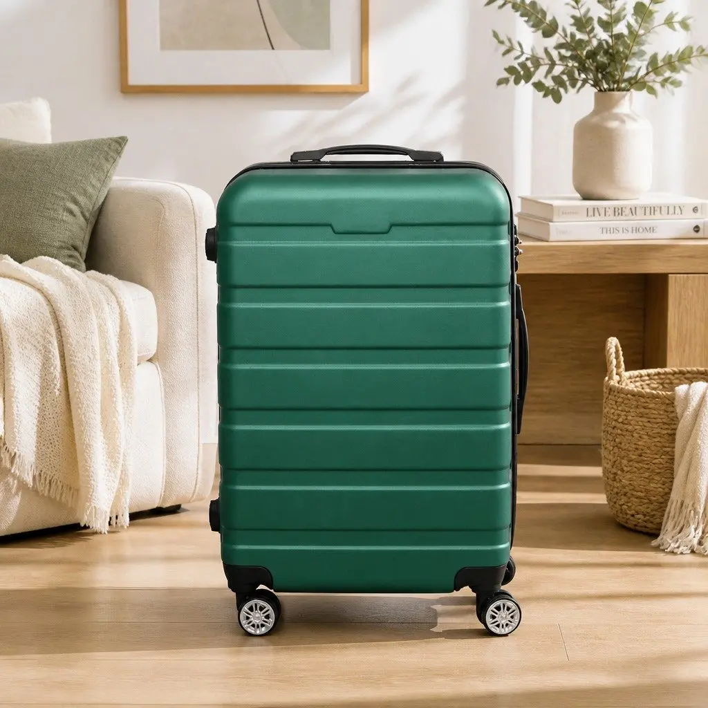Carry On Luggage Case 20 Inch Green Hard Shell Suitcase with Combination Lock