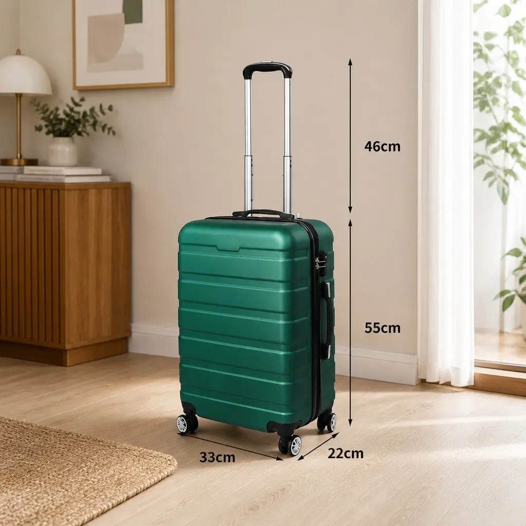 Carry On Luggage Case 20 Inch Green Hard Shell Suitcase with Combination Lock