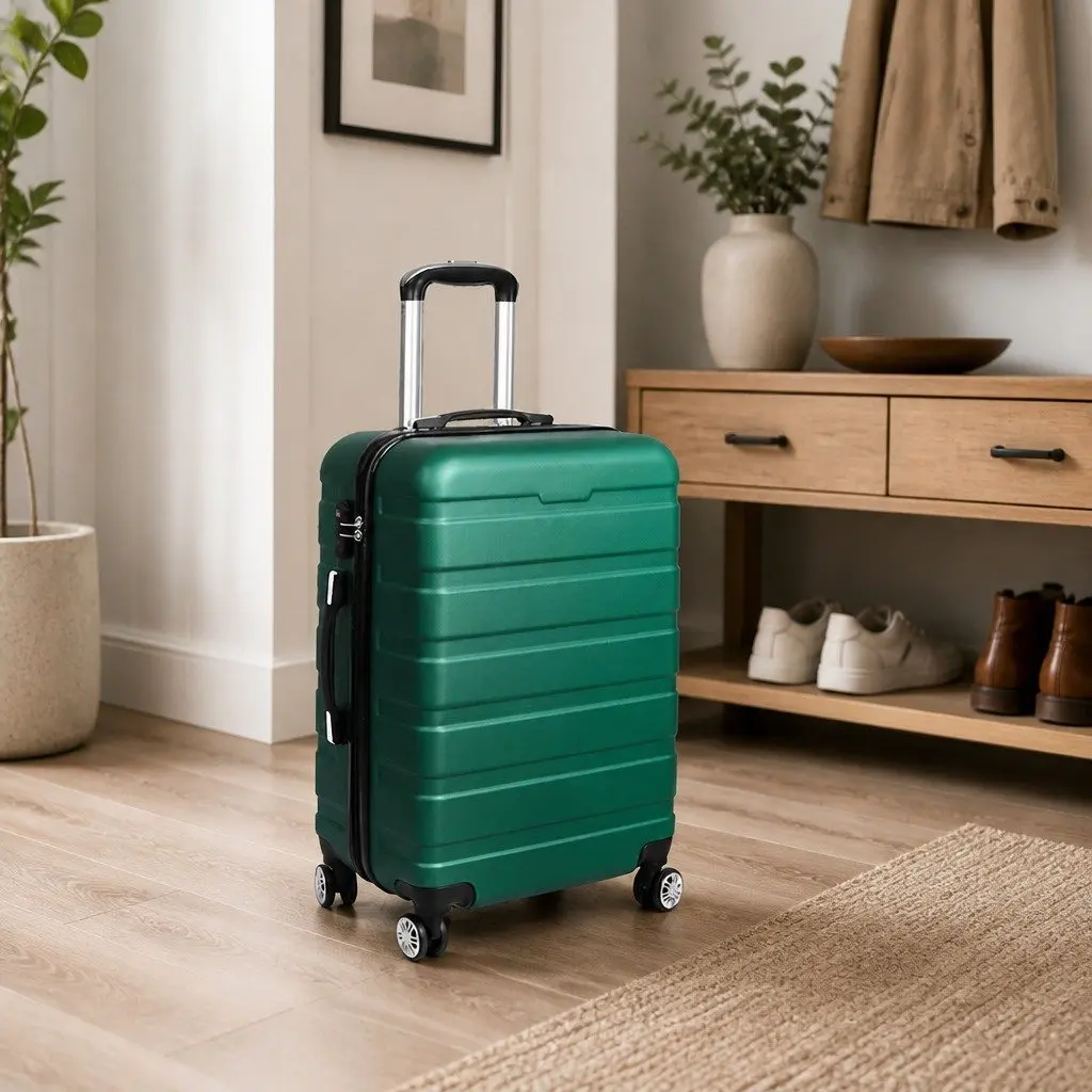 Carry On Luggage Case 20 Inch Green Hard Shell Suitcase with Combination Lock