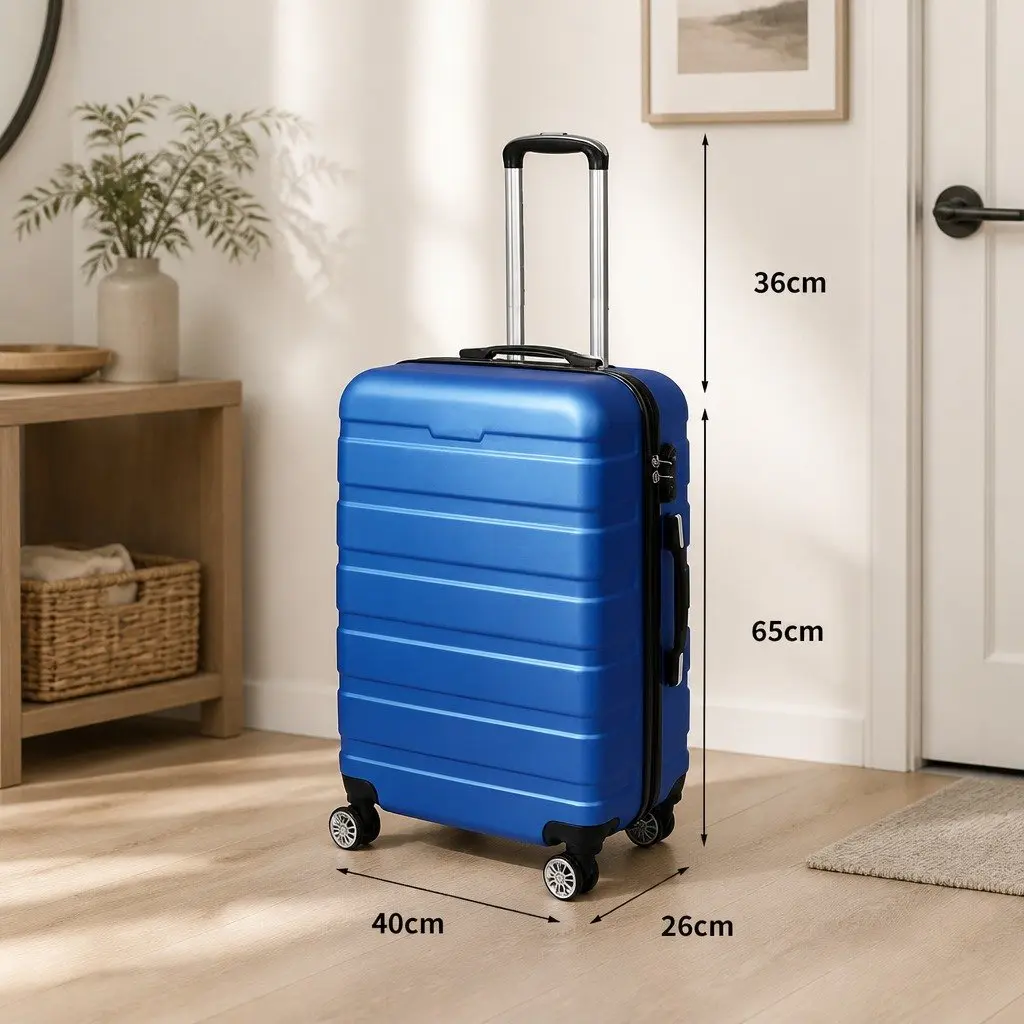 24 inch Luggage Suitcase Hard Shell Carry On Travel Case Spinner Wheels Blue