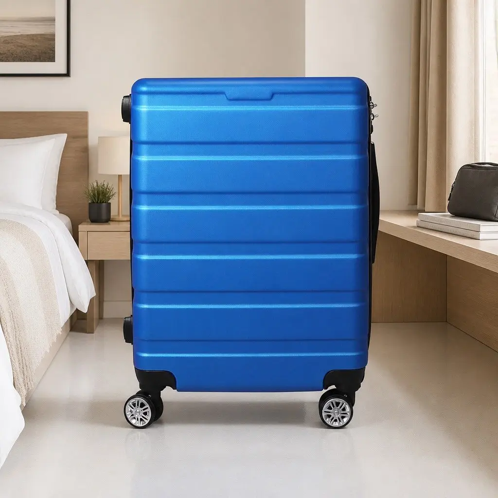 24 inch Luggage Suitcase Hard Shell Carry On Travel Case Spinner Wheels Blue