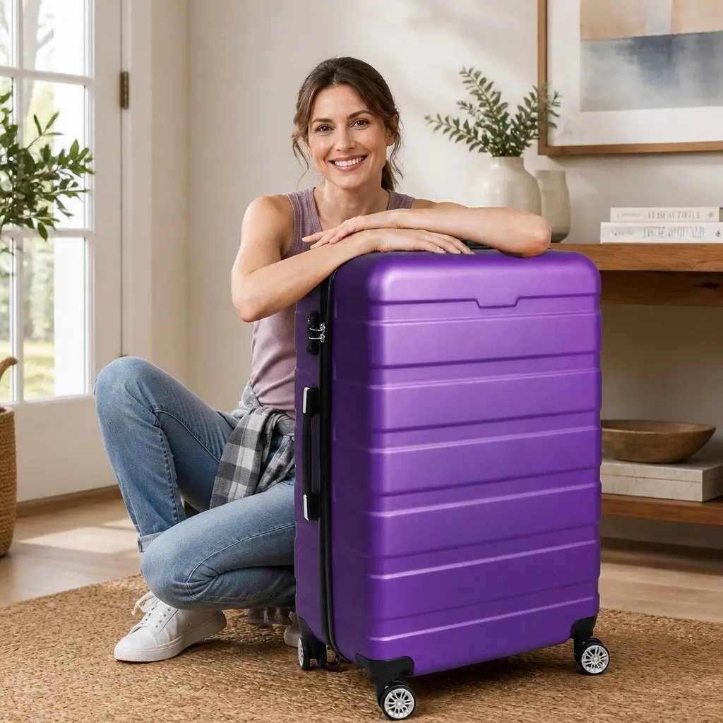 28 Inch Luggage Suitcase for Travel with Spinner Wheels Purple