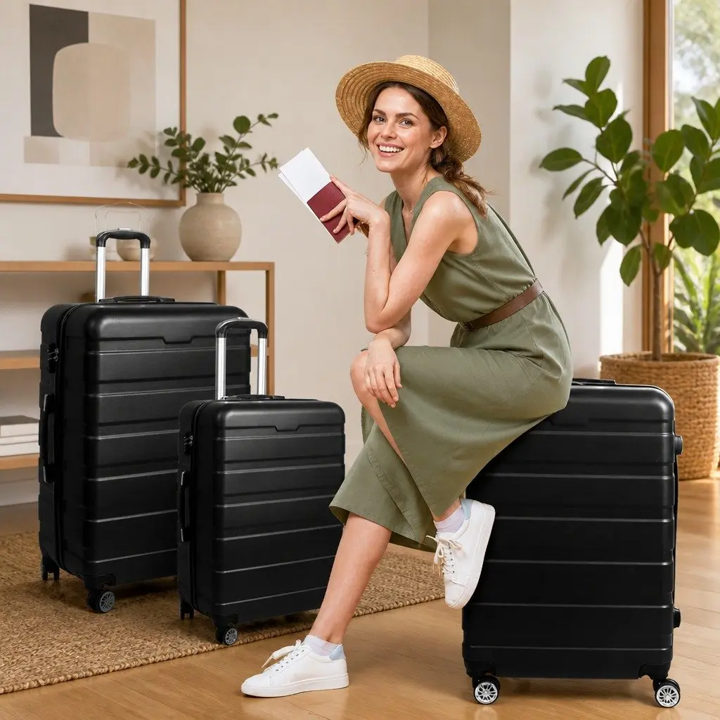 3PC Luggage Set Suitcase Carry-on Travel Trolley Spinner Wheels Hard Shell