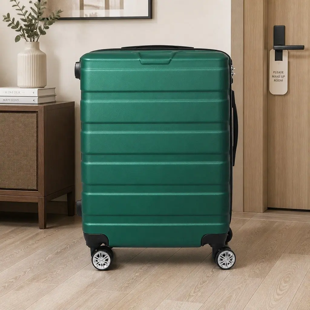 3 Piece Luggage Set Travel Suitcase Hard Shell Spinner Wheels Green
