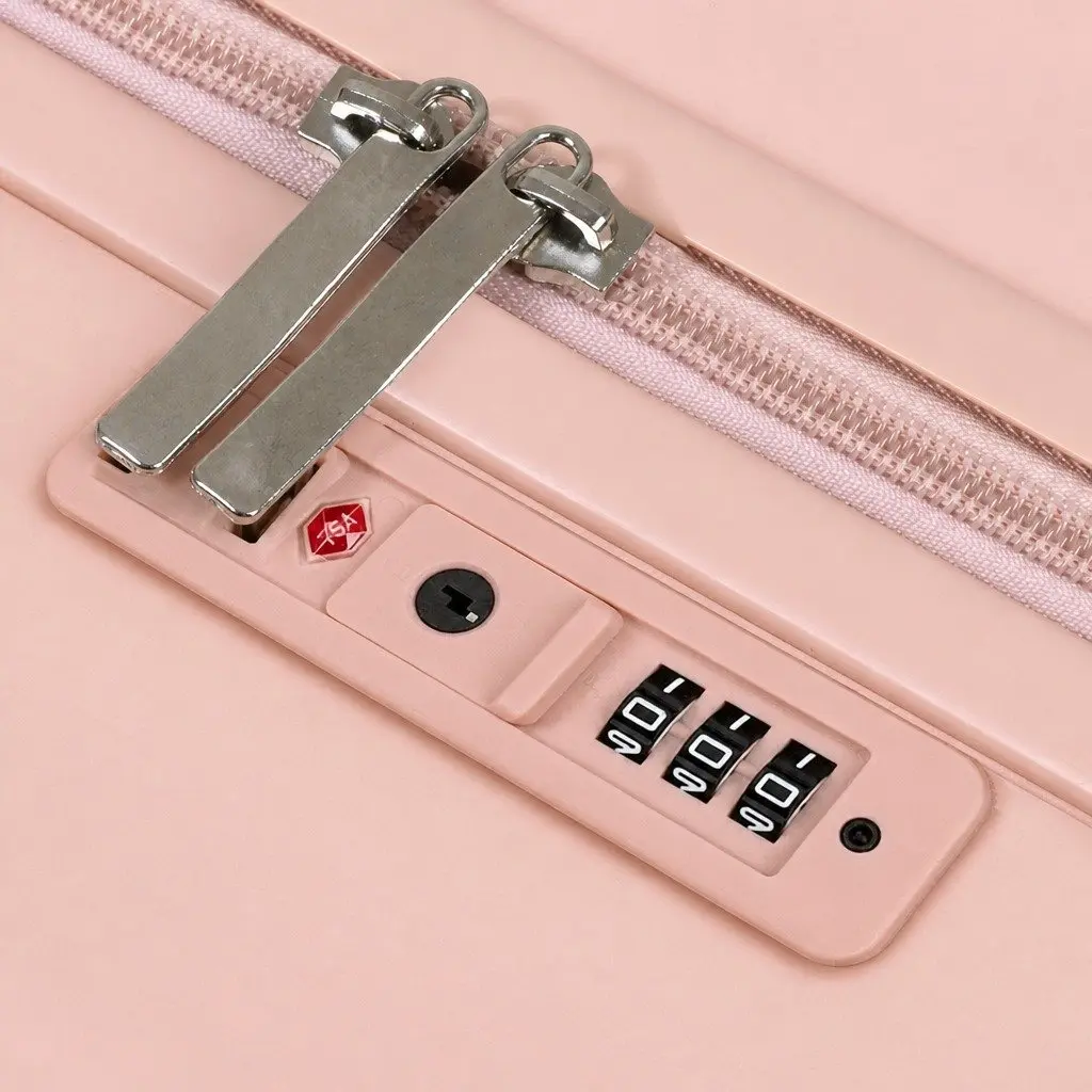 26" Luggage Trolley Case Pink Hard Shell Suitcase Front Opening Travel Bag