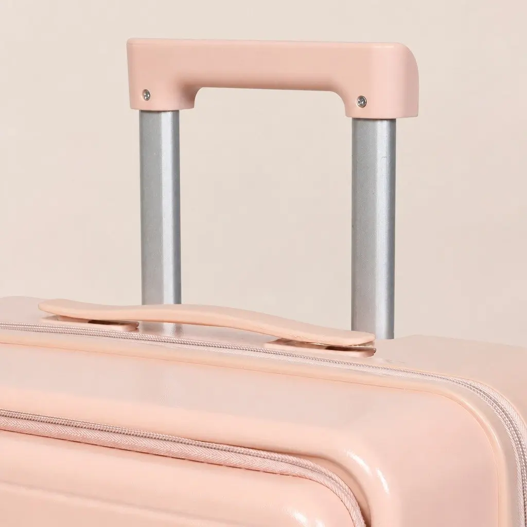 26" Luggage Trolley Case Pink Hard Shell Suitcase Front Opening Travel Bag