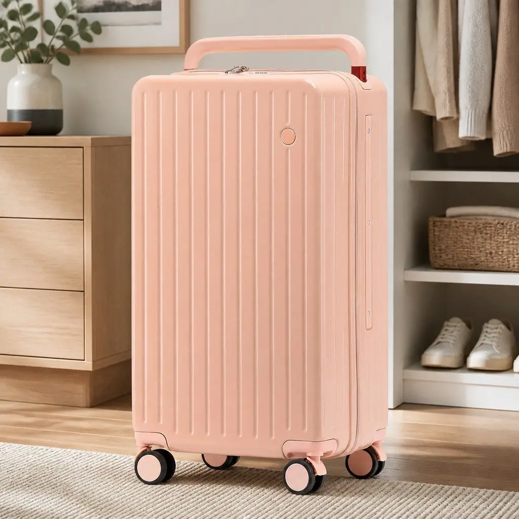 26" Luggage Hard Case Wide Handle Suitcase Pink TSA Lock Travel Case