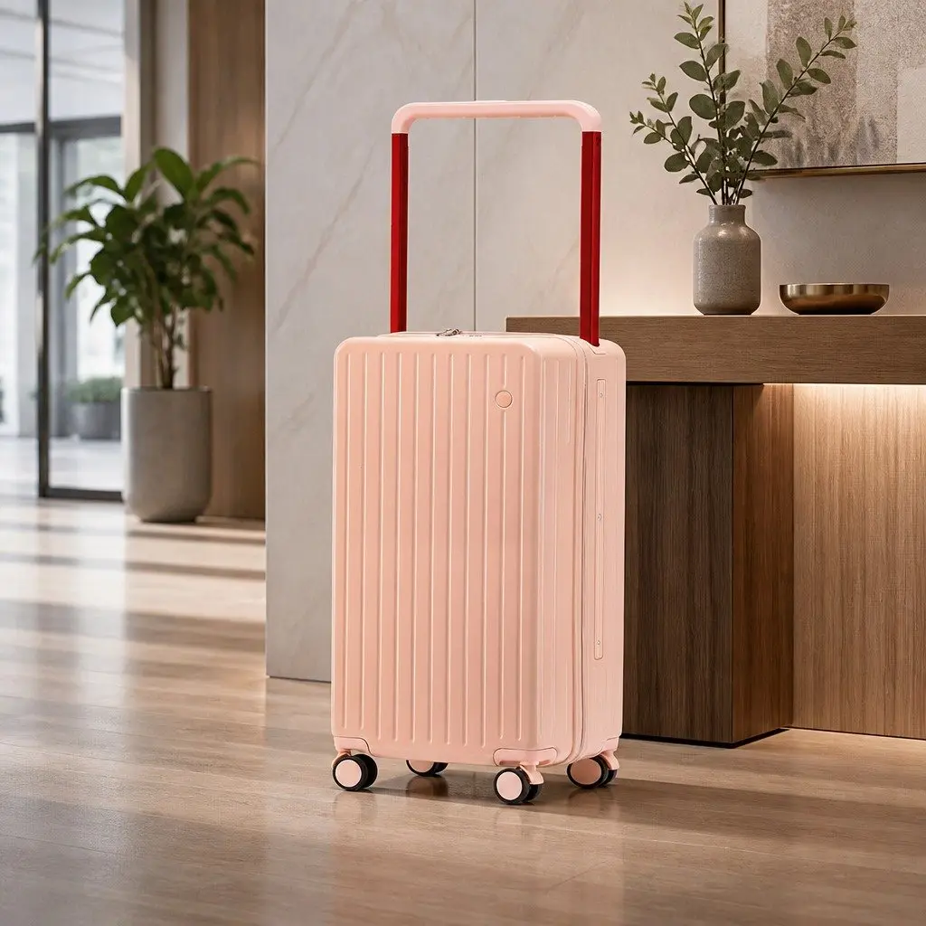 26" Luggage Hard Case Wide Handle Suitcase Pink TSA Lock Travel Case