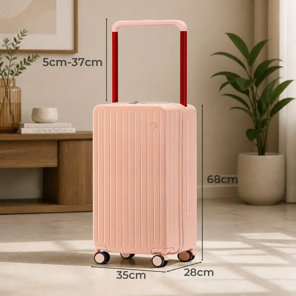 26" Luggage Hard Case Wide Handle Suitcase Pink TSA Lock Travel Case