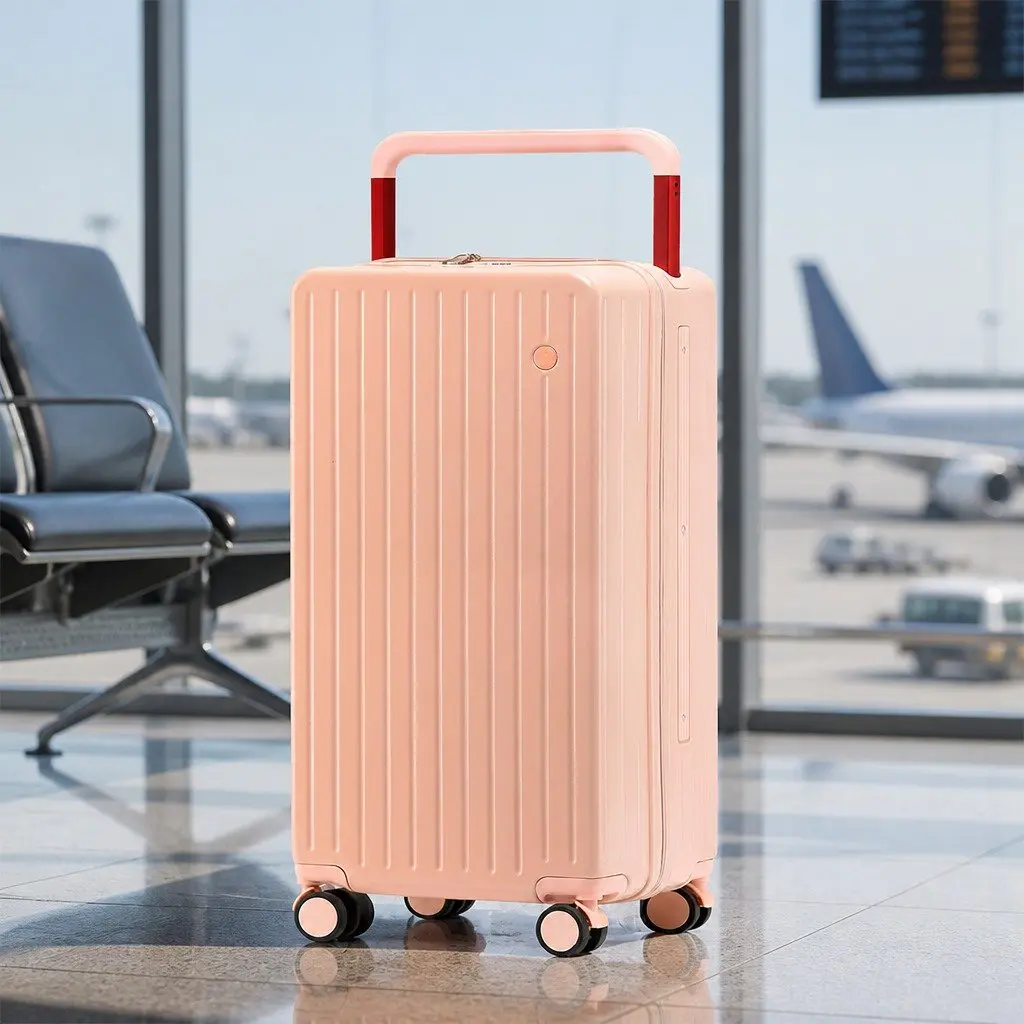 26" Luggage Hard Case Wide Handle Suitcase Pink TSA Lock Travel Case