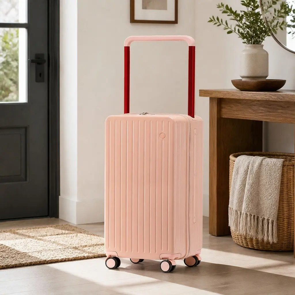 26" Luggage Hard Case Wide Handle Suitcase Pink TSA Lock Travel Case