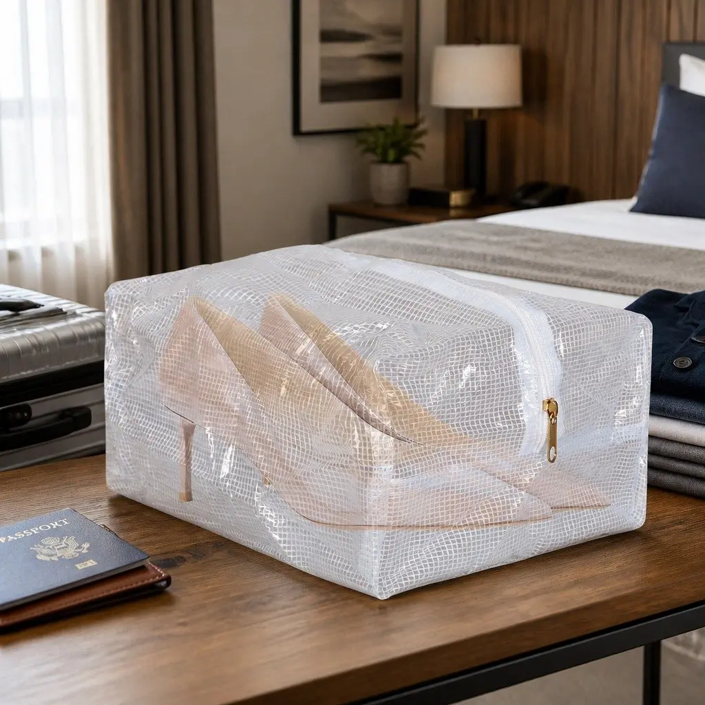 Garment Bag Travel Suit Carrier Beige for Business Use 55L with Shoulder Strap and Shoe Bag