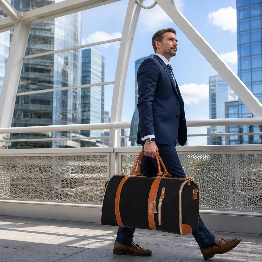 Carry On Garment Bag 55L Hanging Suit Storage Shoulder Strap Shoe Bag Black