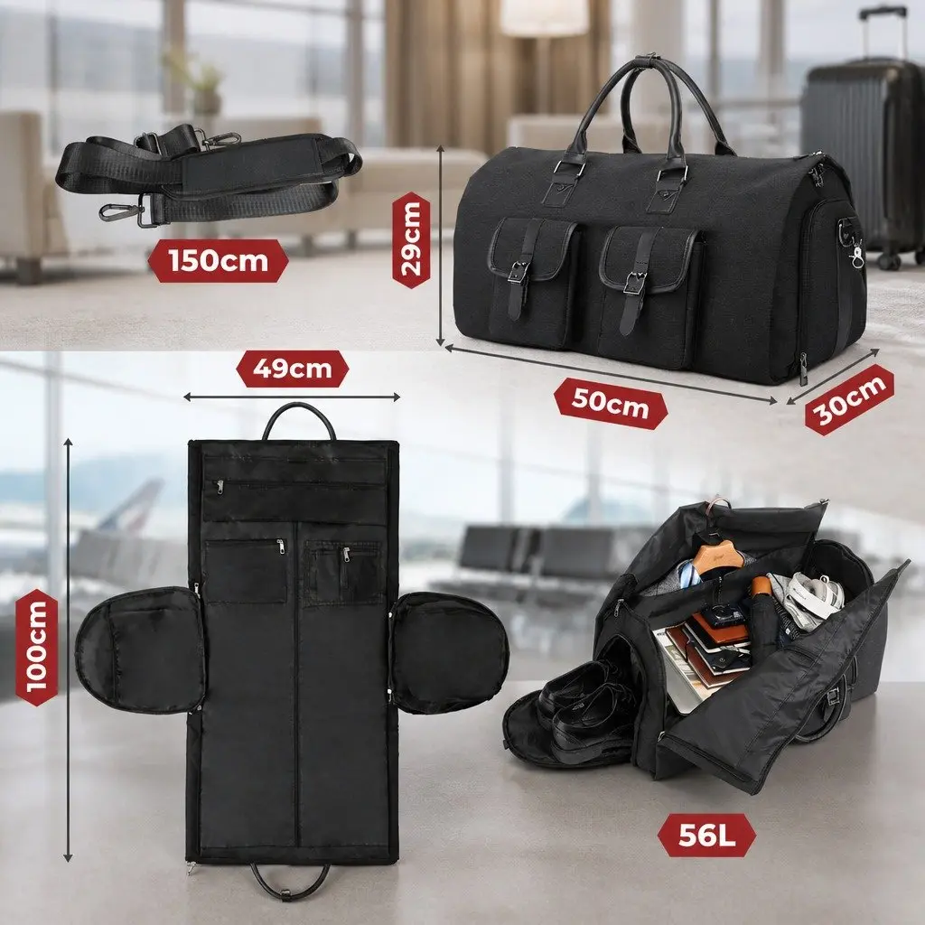 Carry On Garment Bag 2 In 1 Suit Travel Bag Shoe Compartment Trolley Sleeve