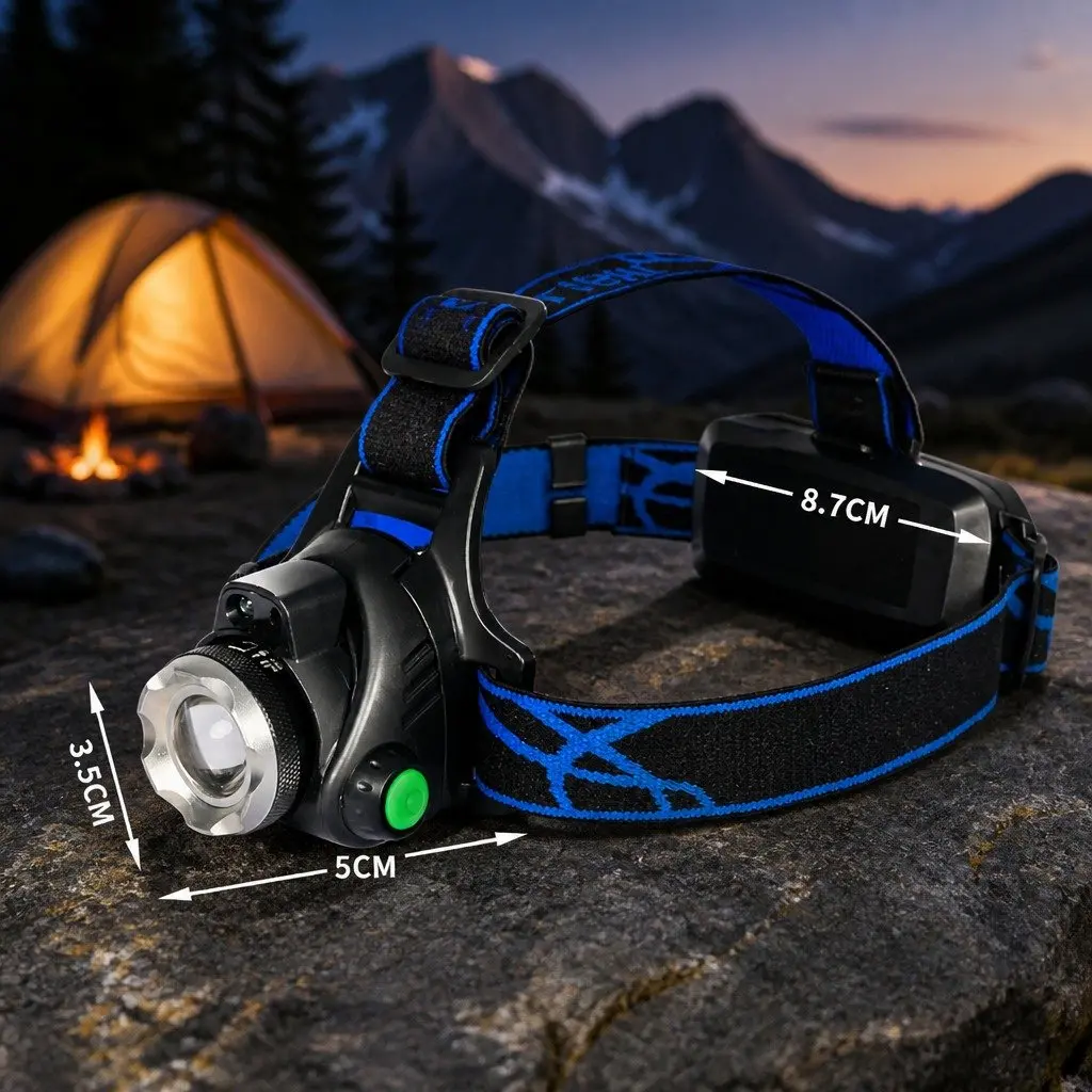 LED Headlamp Outdoor Camping Headlight 140 Lumens Rechargeable Head Torch