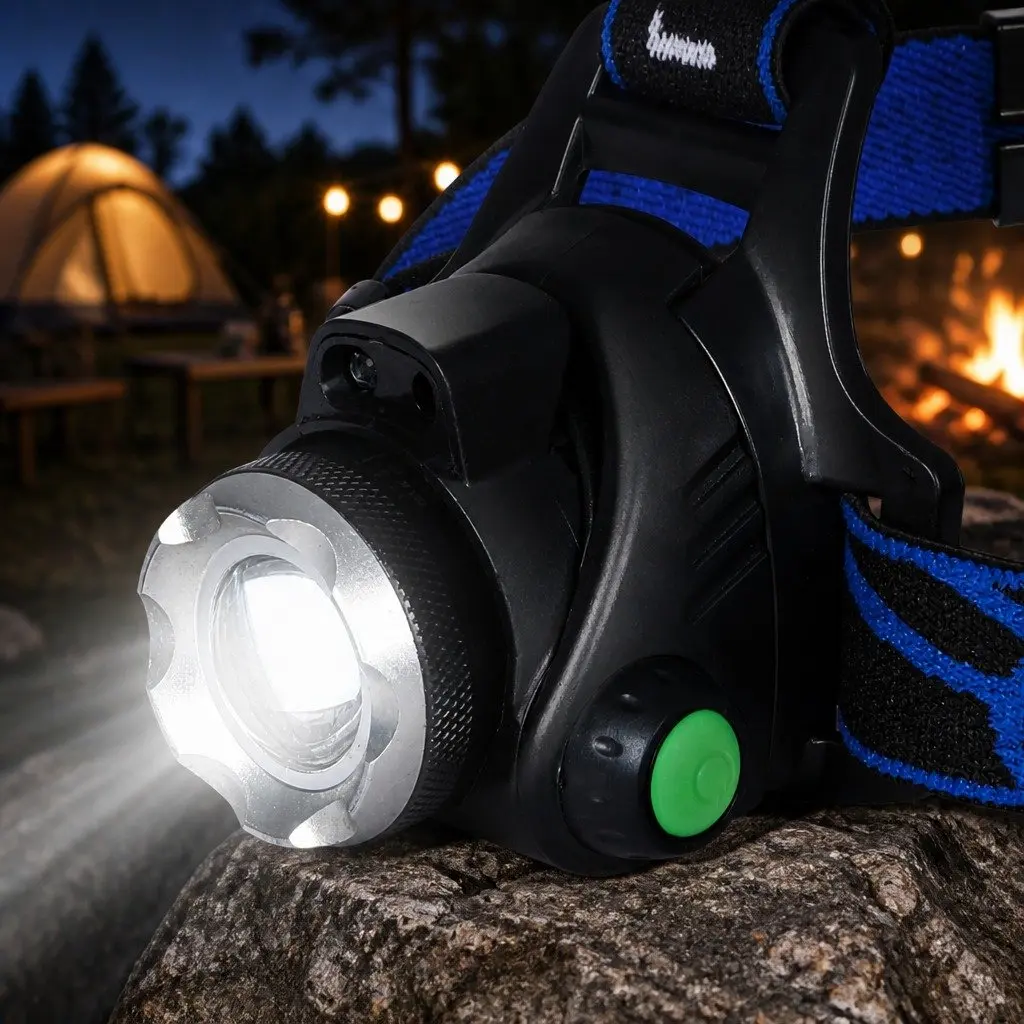 LED Headlamp Outdoor Camping Headlight 140 Lumens Rechargeable Head Torch