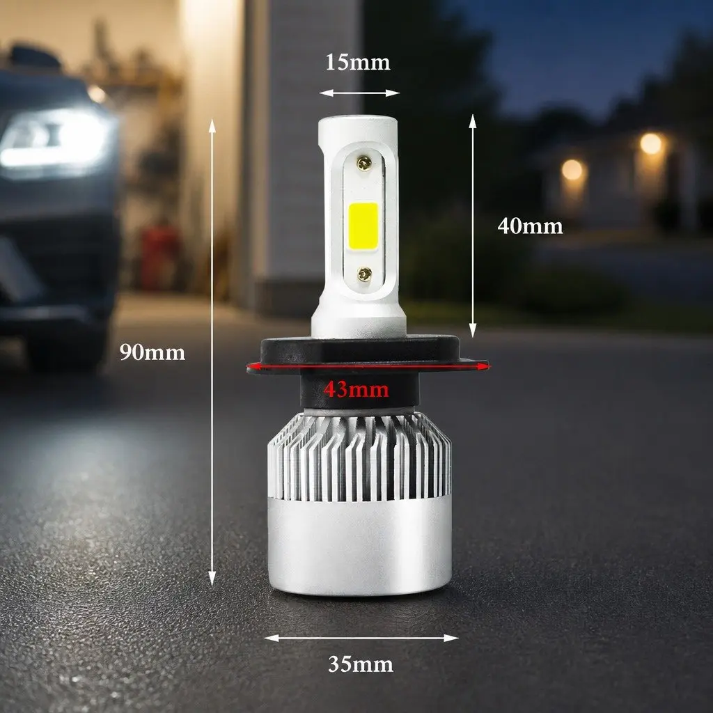 H4 LED Headlight Bulbs, 6500K, Waterproof