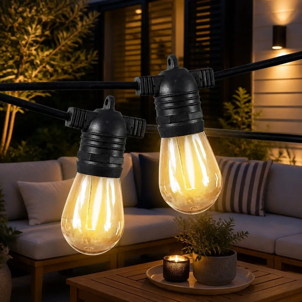 40M Festoon String Lights with 40 Bulbs