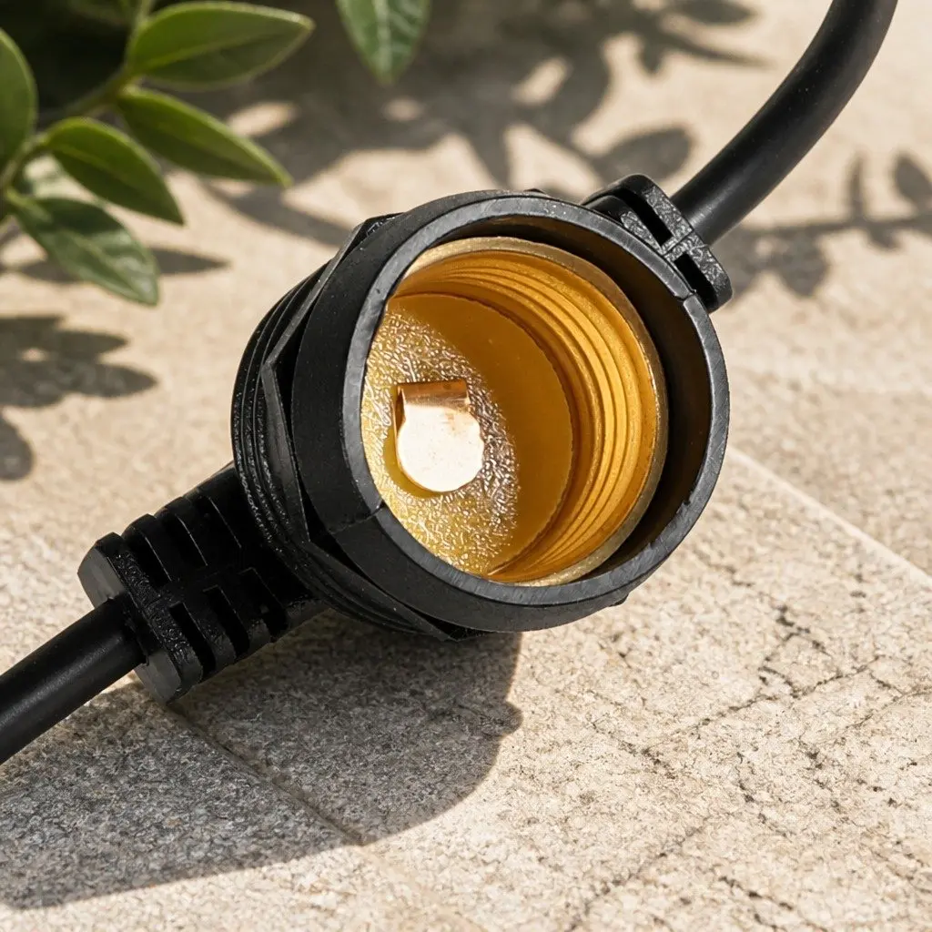 50M Festoon String Lights 50 Bulbs Outdoor Wedding Patio Garden Warm White LED