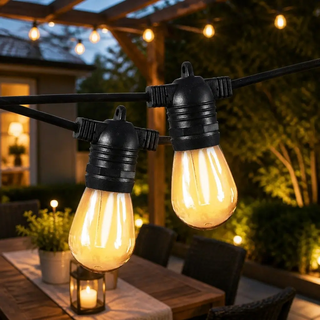 60M Festoon String Lights 60 Bulbs LED Outdoor Garden Patio Wedding Warm White