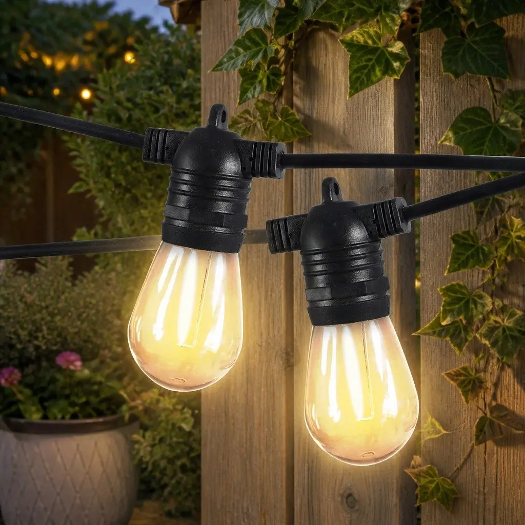 60M Festoon String Lights 60 Bulbs LED Outdoor Garden Patio Wedding Warm White