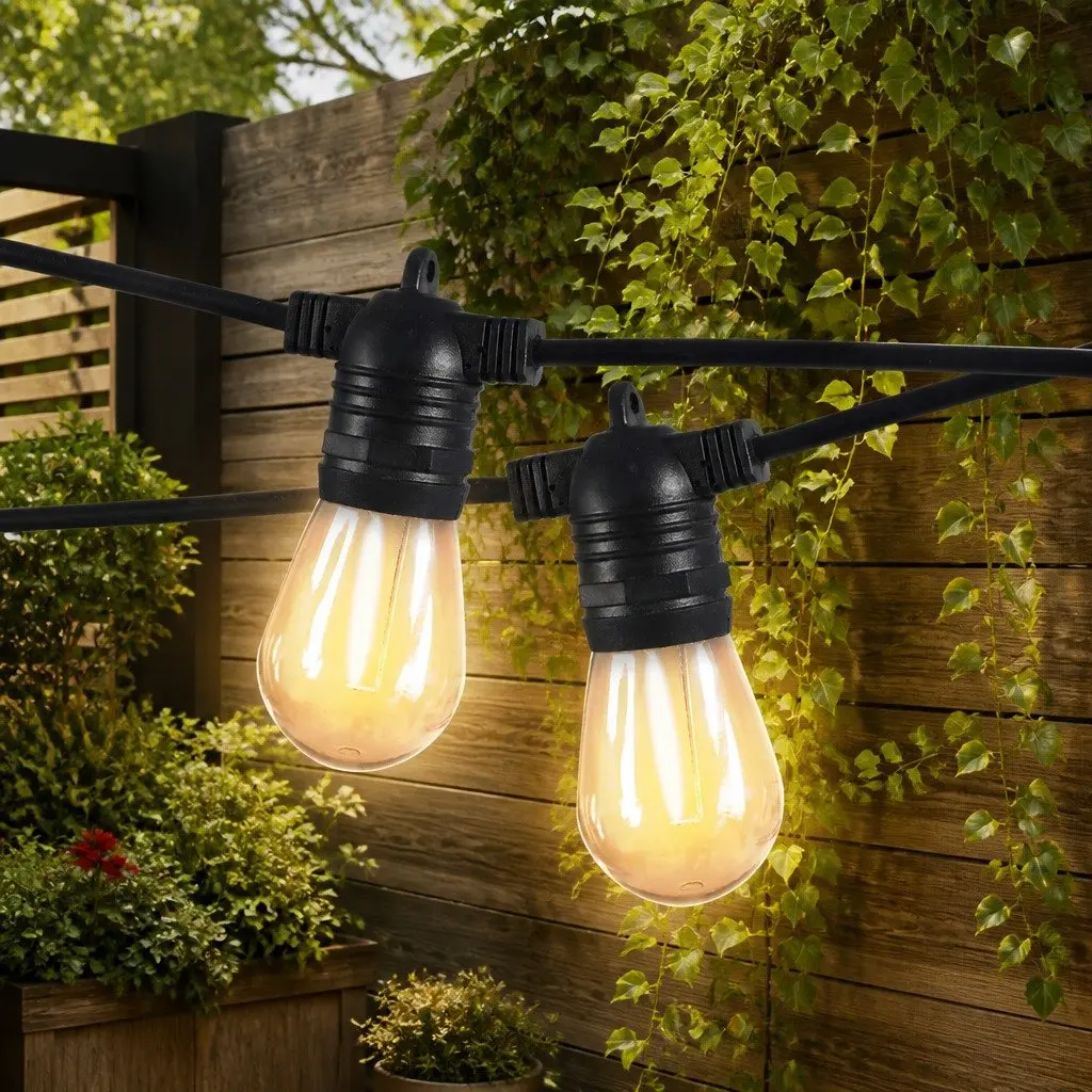 60M Festoon String Lights 60 Bulbs LED Outdoor Garden Patio Wedding Warm White