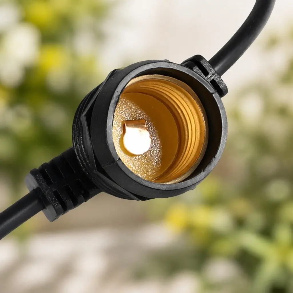 50M Festoon String Lights 50 Bulbs Warm White LED Outdoor Garden Patio Decor