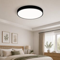 LED Ceiling Light 36W: Black, 30cm, 3 Colour Temperatures