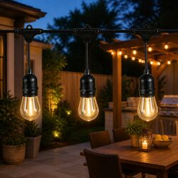LED Festoon String Lights 30M Outdoor Garden Patio Warm White IP44 Waterproof
