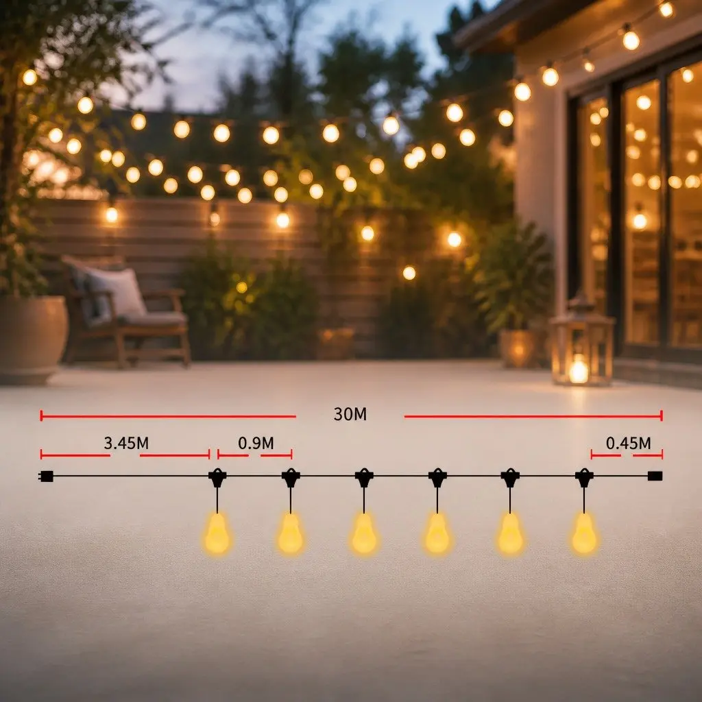 30M Waterproof LED Festoon String Lights
