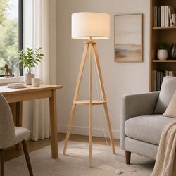 Tripod Floor Lamp with Shelf - 220-240V E27 Fixture