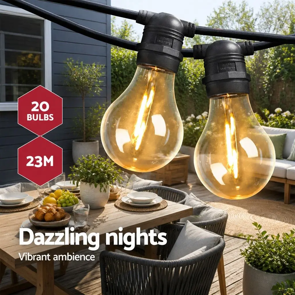 23m Festoon String Lights for Outdoor Use