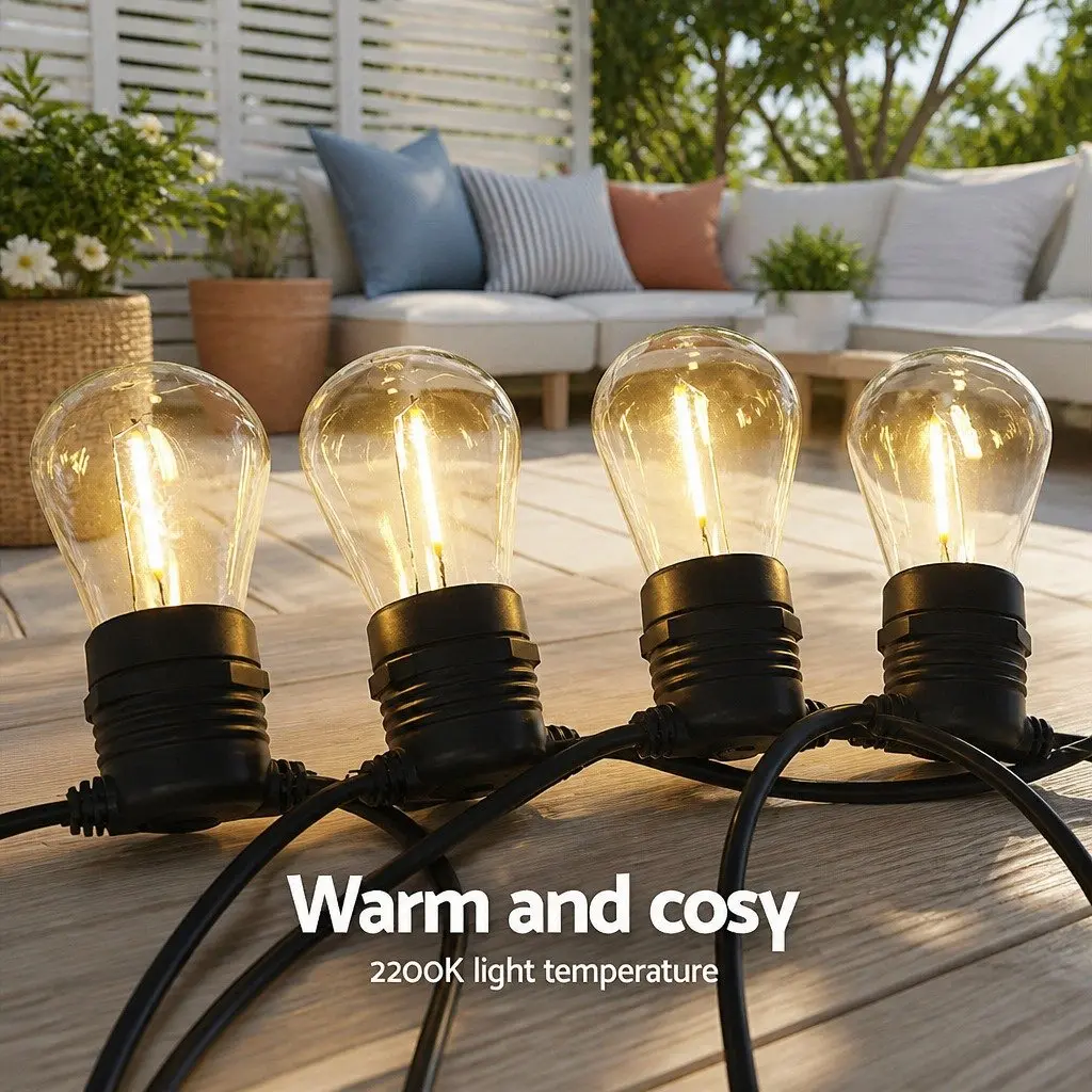 14m Warm White LED Festoon String Lights