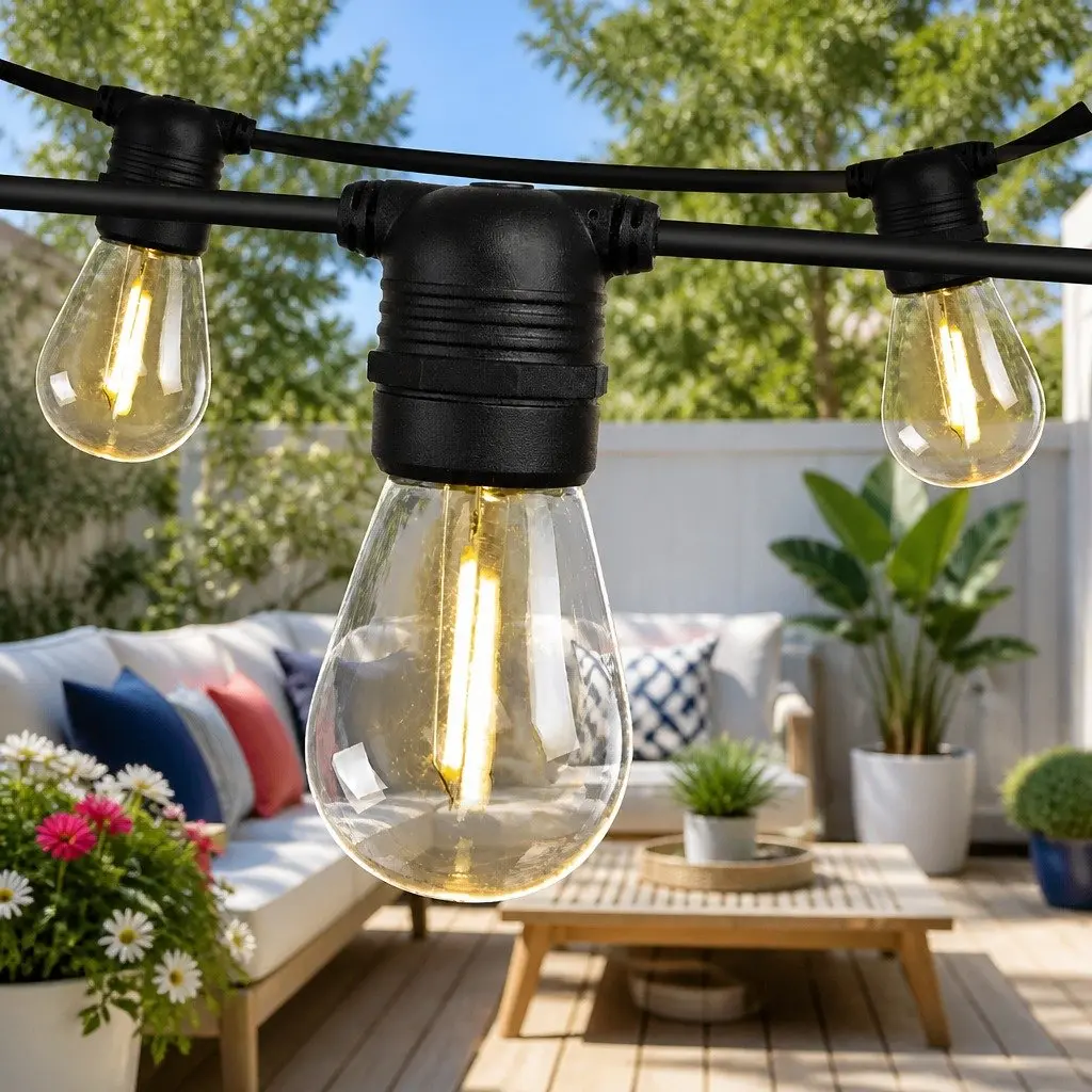 14m Warm White LED Festoon String Lights