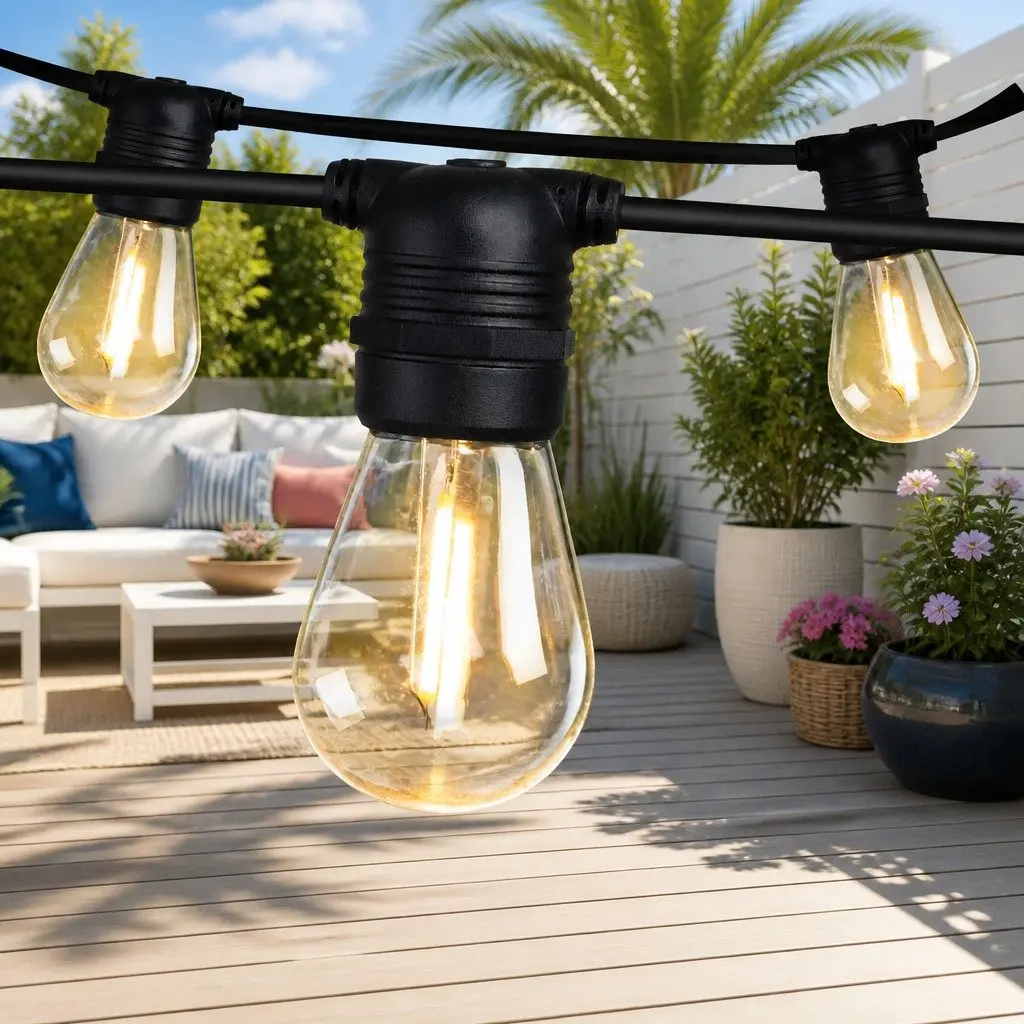 14m Warm White LED Festoon String Lights
