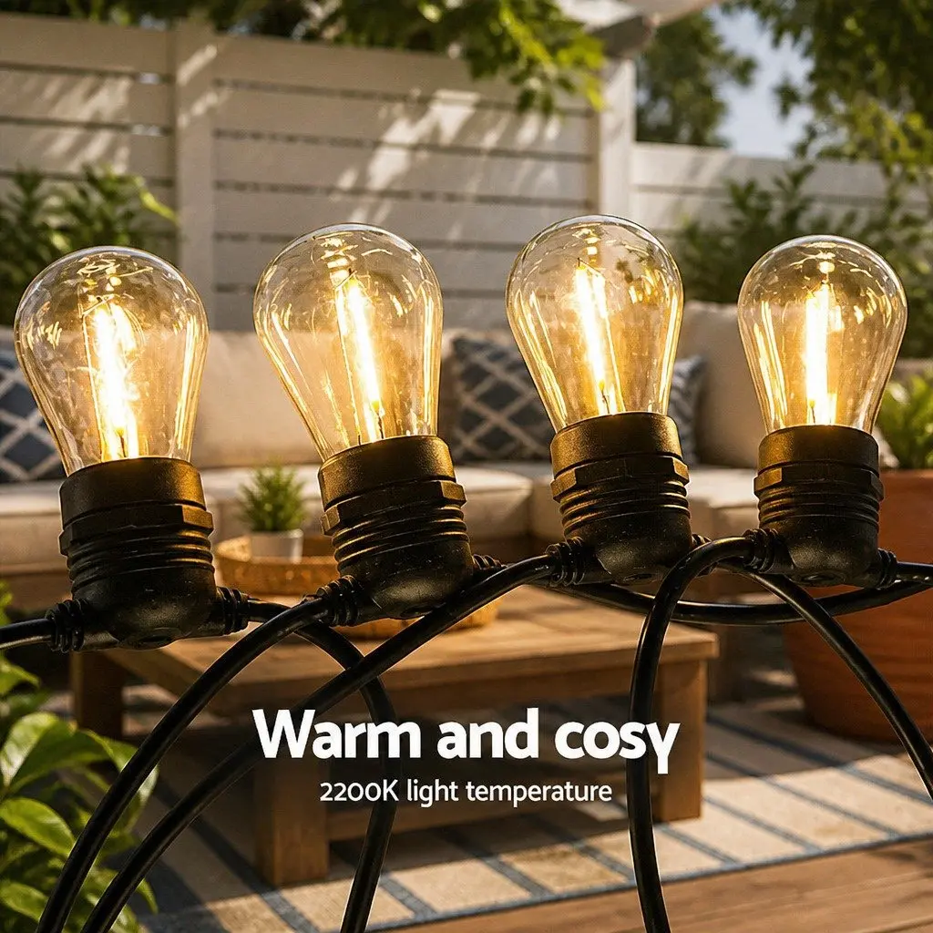 Festoon String Lights Outdoor Garden 23m Warm White