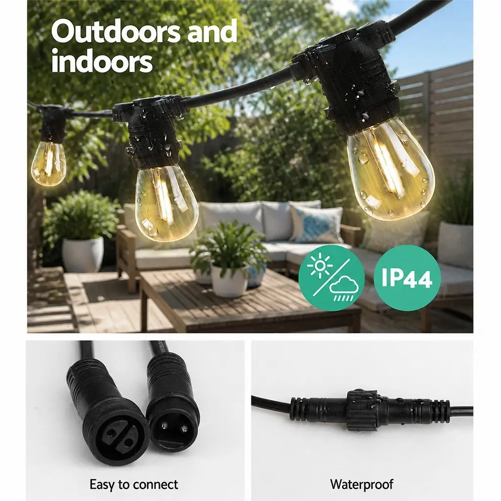 Festoon String Lights Outdoor Garden 23m Warm White