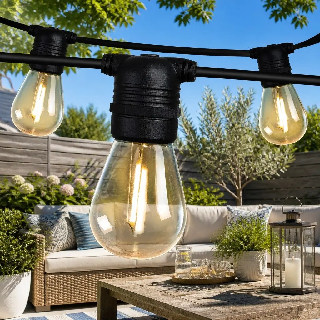 Festoon String Lights Outdoor Garden 23m Warm White