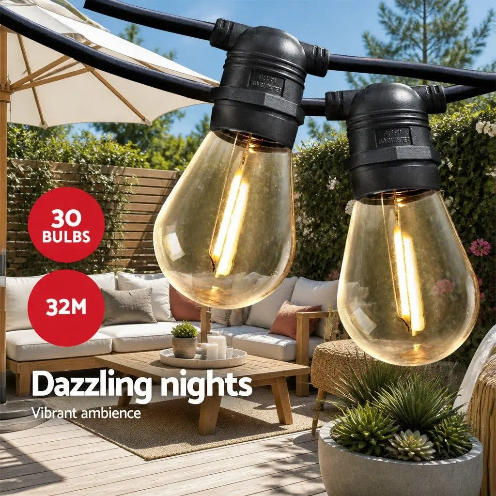 32m Warm White LED Festoon Lights