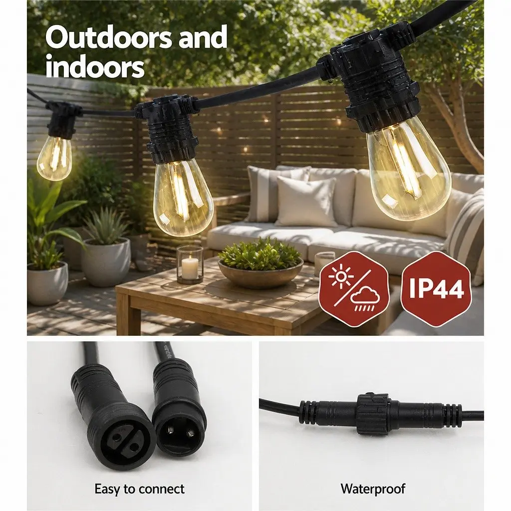 32m Warm White LED Festoon Lights