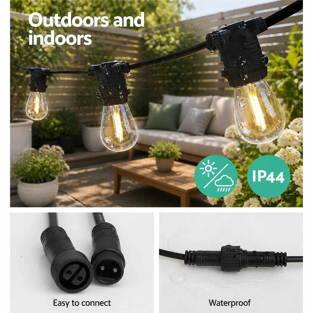 Festoon String Lights Outdoor Garden 41m Warm White LED