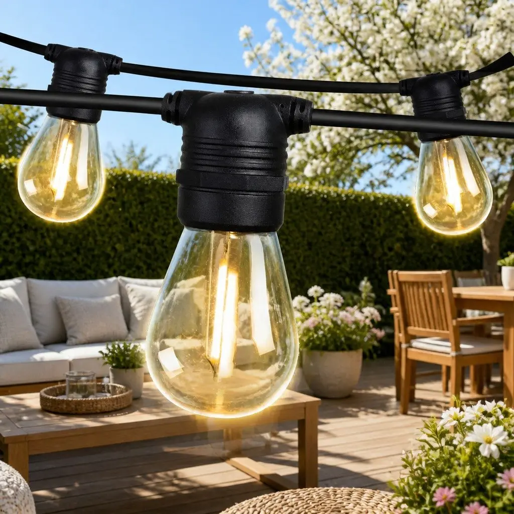 Festoon String Lights Outdoor Garden 41m Warm White LED
