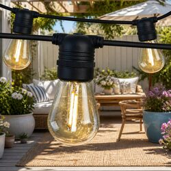 50m Festoon String Lights Warm White Outdoor Garden Wedding Party Decorations
