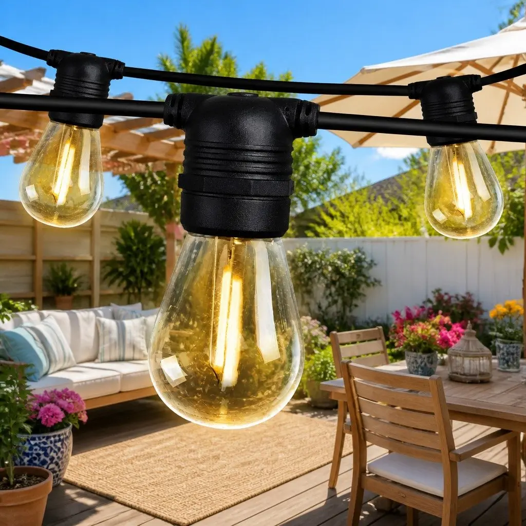 50m Festoon String Lights Warm White Outdoor Garden Wedding Party Decorations