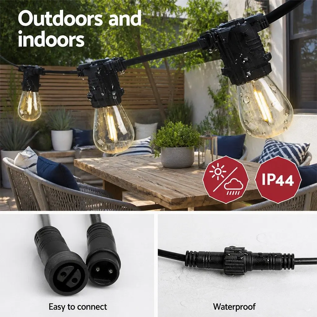 LED Festoon String Lights Outdoor Use 59m Warm White