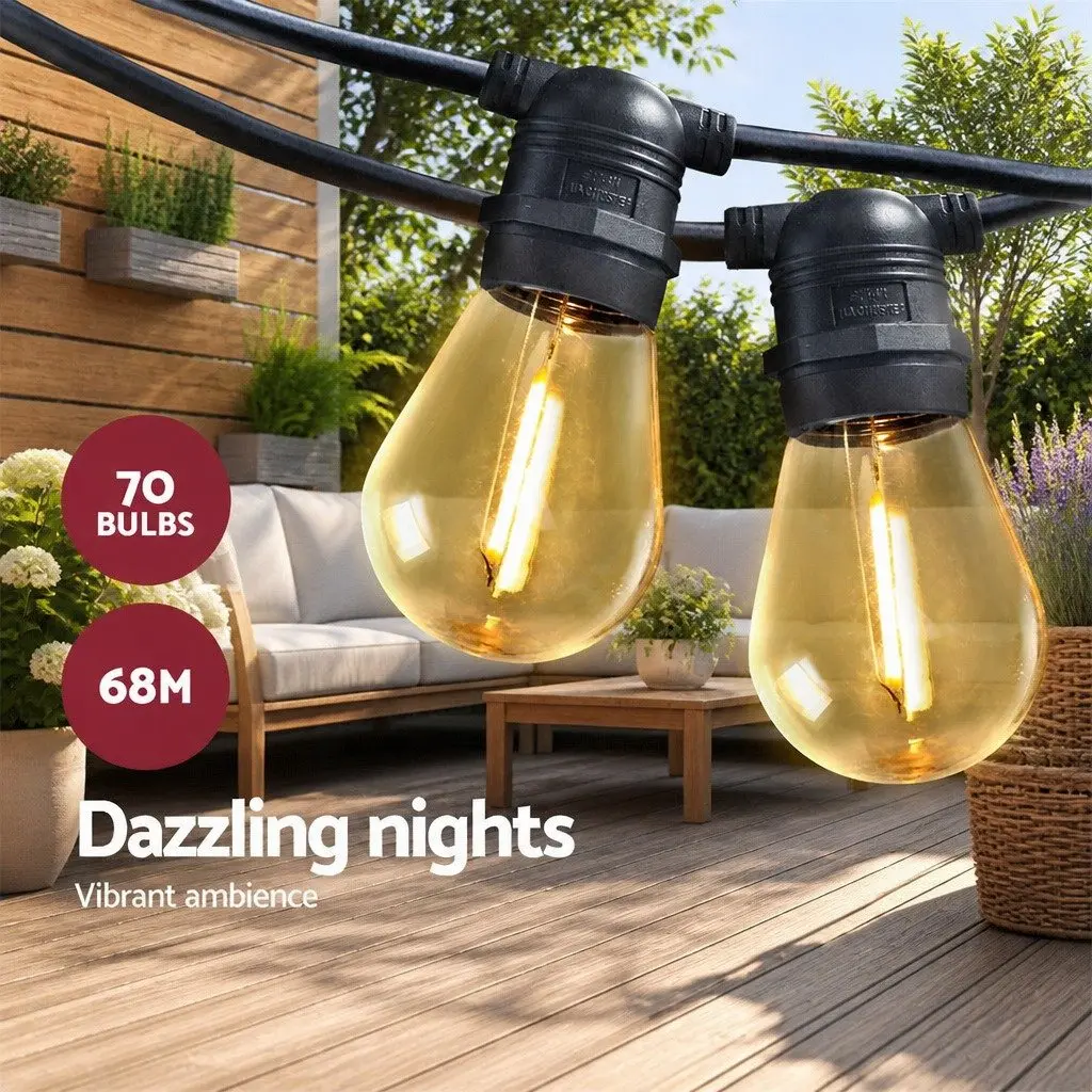 Festoon String Lights Outdoor Garden 68m Warm White LED